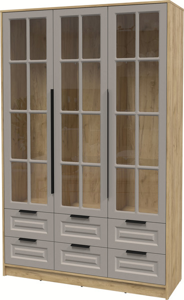 Изображение товара Шкаф с витриной Интерлиния Концепт КТ-ШВ3 Деко (дуб золотой/луна)