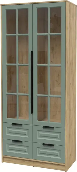 Изображение товара Шкаф с витриной Интерлиния Концепт КТ-ШВ2 Деко (дуб золотой/мята)