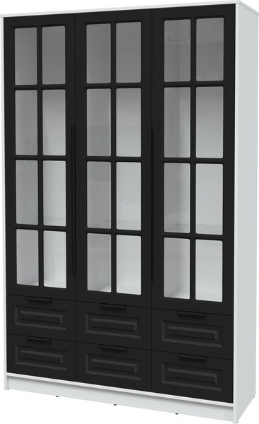 Изображение товара Шкаф с витриной Интерлиния Концепт КТ-ШВ3 Деко (белый платинум/черный)