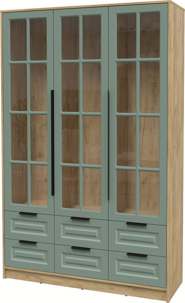 Изображение товара Шкаф с витриной Интерлиния Концепт КТ-ШВ3 Деко (дуб золотой/мята)