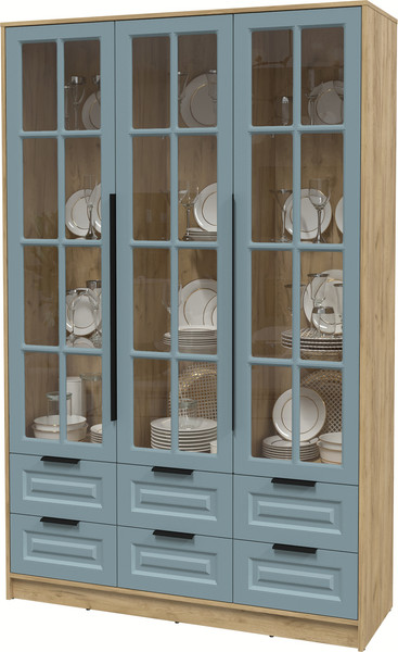 Изображение товара Шкаф с витриной Интерлиния Концепт КТ-ШВ3 Деко (дуб золотой/океан)