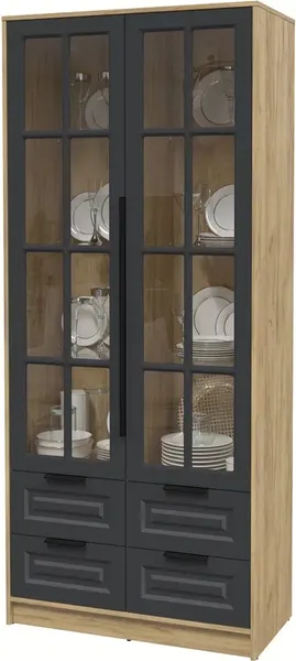 Изображение товара Шкаф с витриной Интерлиния Концепт КТ-ШВ2 Деко (дуб золотой/пепел)