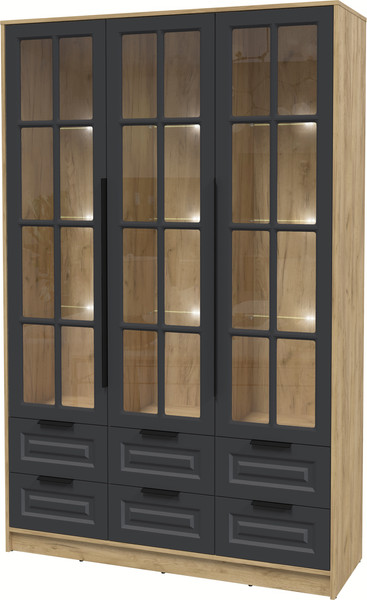Изображение товара Шкаф с витриной Интерлиния Концепт КТ-ШВ3 с подсветкой Деко (дуб золотой/пепел)