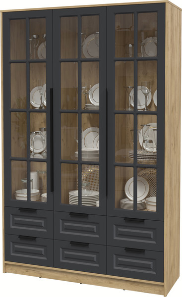 Изображение товара Шкаф с витриной Интерлиния Концепт КТ-ШВ3 Деко (дуб золотой/пепел)