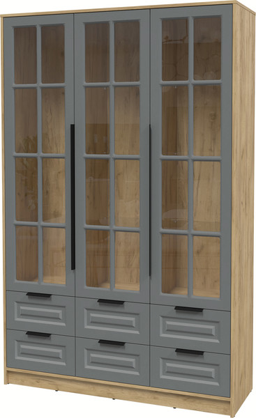 Изображение товара Шкаф с витриной Интерлиния Концепт КТ-ШВ3 Деко (дуб золотой/серый)