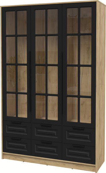 Изображение товара Шкаф с витриной Интерлиния Концепт КТ-ШВ3 Деко (дуб золотой/черный)