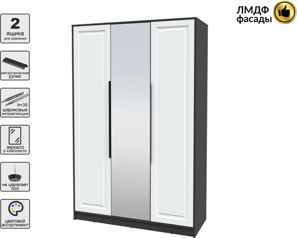 Изображение товара Шкаф Интерлиния  Концепт КТ-Ш3з Деко (антрацит/белый)