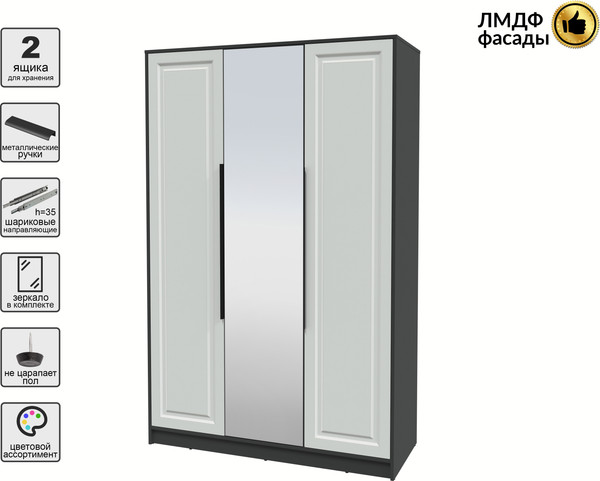 Изображение товара Шкаф Интерлиния Концепт КТ-Ш3з Деко (антрацит/грей)