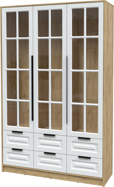 Изображение товара Шкаф с витриной Интерлиния Концепт КТ-ШВ3 Деко (дуб золотой/белый)
