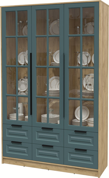 Изображение товара Шкаф с витриной Интерлиния Концепт КТ-ШВ3 Деко (дуб золотой/верде)