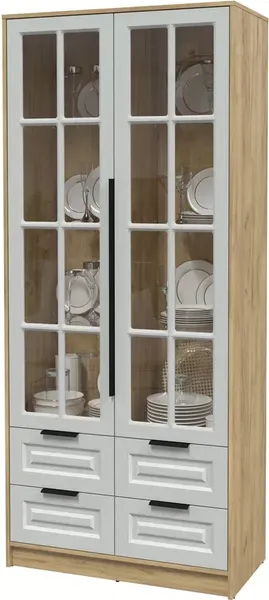 Изображение товара Шкаф с витриной Интерлиния Концепт КТ-ШВ2 Деко (дуб золотой/грей)