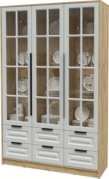 Изображение товара Шкаф с витриной Интерлиния Концепт КТ-ШВ3 Деко (дуб золотой/грей)