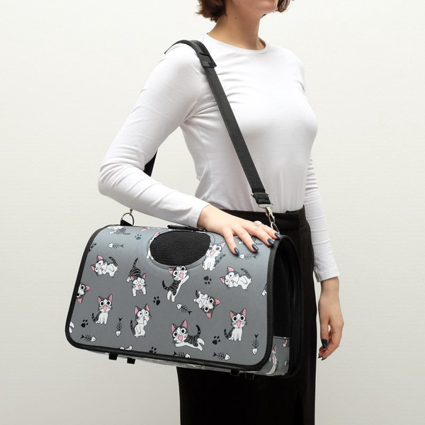 Изображение товара Сумка для животных Sima-Land Играющие котики / 4777616 (р.M, серый)