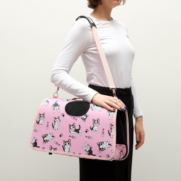 Изображение товара Сумка для животных Sima-Land Играющие котики / 3679630 (р.M, розовый)