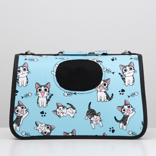 Изображение товара Сумка для животных Sima-Land Играющие котики / 4777614 (р.S, голубой)