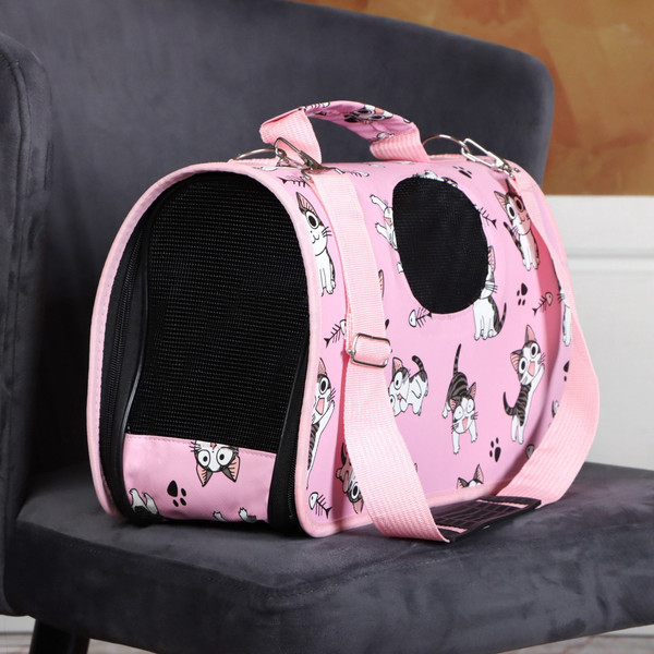 Изображение товара Сумка для животных Sima-Land Играющие котики / 6971605 (р.S, розовый)