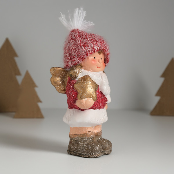 Изображение товара Статуэтка Sima-Land Девочка-ангел в красном наряде со звездочкой / 10470421