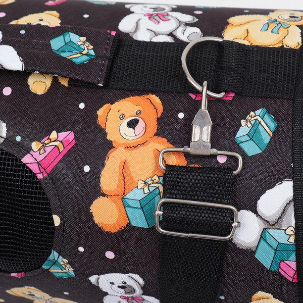 Изображение товара Сумка для животных Sima-Land Медведи на черном фоне / 7984423 (р.M)