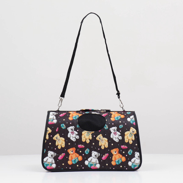 Изображение товара Сумка для животных Sima-Land Медведи на черном фоне / 7984423 (р.M)