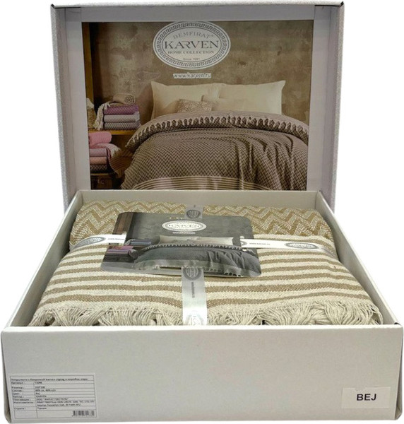 Изображение товара Покрывало Karven Zigzag Евро 210x230 / Y1048 Bej