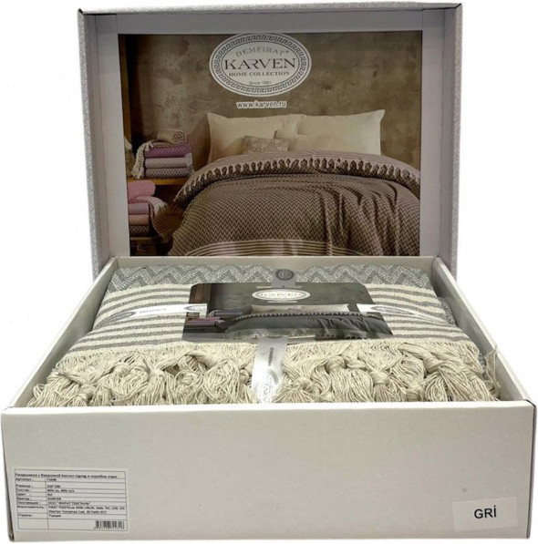 Изображение товара Покрывало Karven Zigzag Евро 210x230 / Y1048 Gri