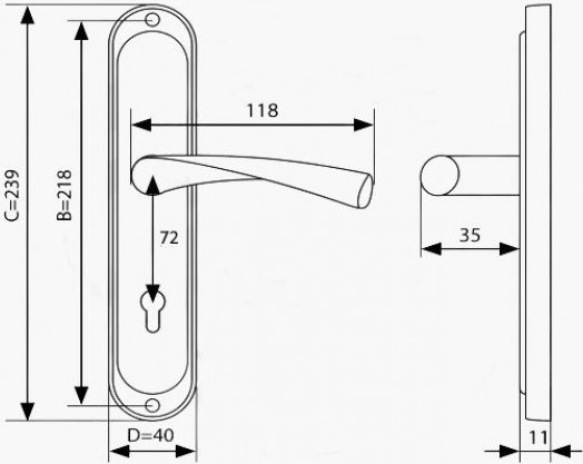 Изображение товара Ручка дверная FM  72.0323-NIS  (матовый никель)