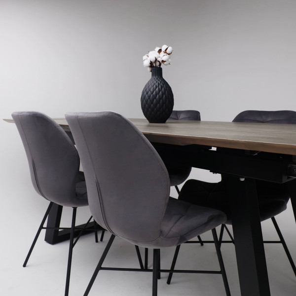 Изображение товара Обеденный стол ОКА Сангай раздвижной 136-196x80x75 (дуб галифакс/черный)