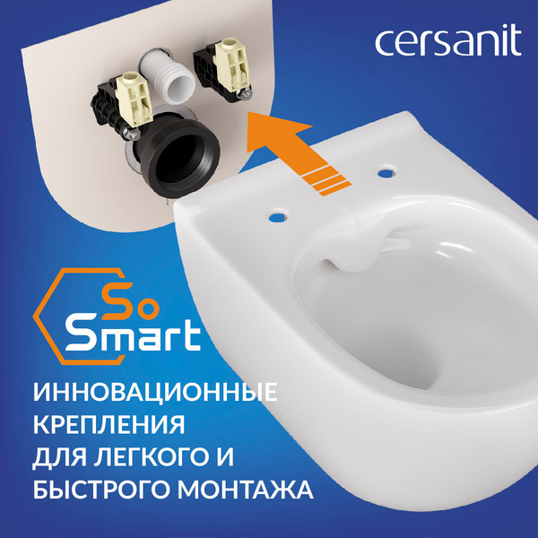 Изображение товара Унитаз подвесной с инсталляцией Cersanit Brasko Smart DPL EO Slim + Aqua 50 Prime P / 69319 (с кнопкой Accento Circle хром глянцевый)