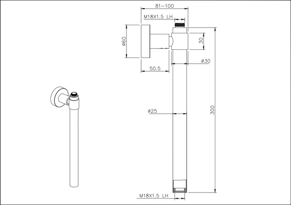 Изображение товара Удлинитель для душевых систем Aquatek AQ2041MB (черный матовый)