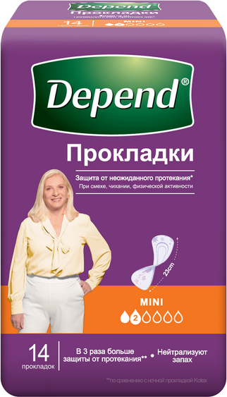 Изображение товара Прокладки урологические Depend Mini (14шт)