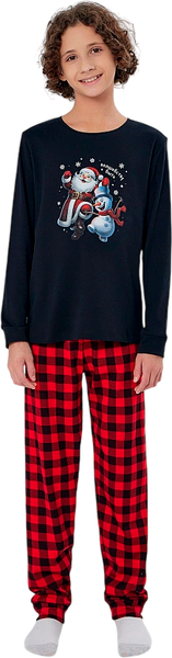 Изображение товара Пижама детская Mark Formelle 563326 (р.158-80-69, черный/черно-красная клетка)