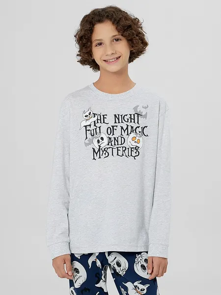 Изображение товара Пижама детская Mark Formelle 563333 (р.110-56-51, серый меланж 4306-А/привидения на синем)