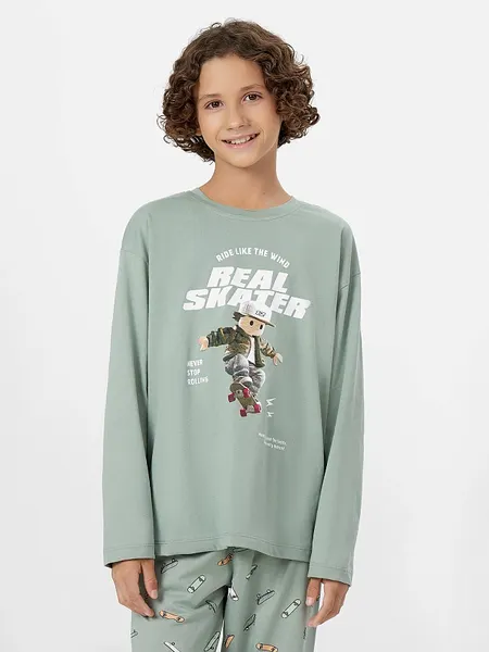 Изображение товара Пижама детская Mark Formelle 563334 (р.128-64-57, зеленый лед/скейты на зеленом)