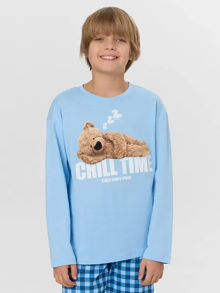 Изображение товара Пижама детская Mark Formelle 563334 (р.140-68-60, небо/сине-голубая клетка)