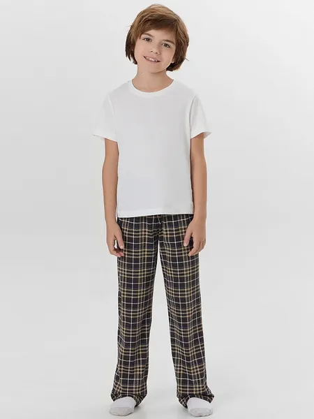 Изображение товара Штаны пижамные детские Mark Formelle 583001 (р.134-68-60, обсидиановая клетка)