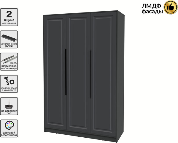 Изображение товара Шкаф Интерлиния Концепт КТ-Ш3 Деко (антрацит/пепел)