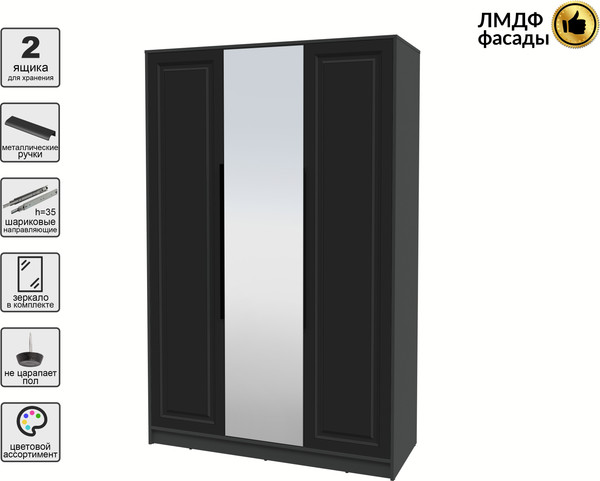 Изображение товара Шкаф Интерлиния Концепт КТ-Ш3з Деко (антрацит/черный)