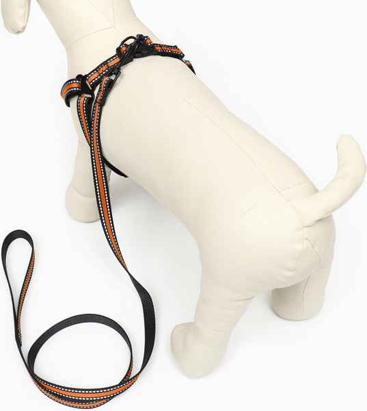 Изображение товара Шлея с поводком Sima-Land Светоотражающий / 9458997 (р.M, оранжевый)