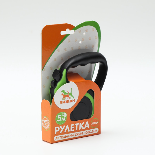 Изображение товара Поводок-рулетка Sima-Land Зарница / 7149044 (5м, черный/зеленый)