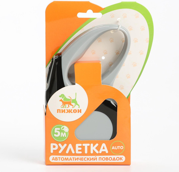 Изображение товара Поводок-рулетка Sima-Land Молния / 2896920 (5м, черный/белый)