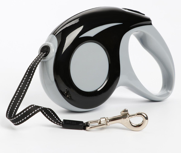 Изображение товара Поводок-рулетка Sima-Land Молния / 2896920 (5м, черный/белый)