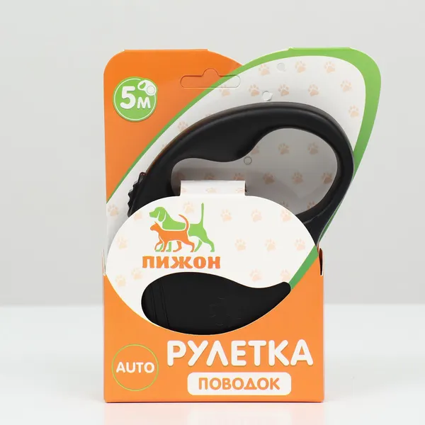 Изображение товара Поводок-рулетка Sima-Land Следы / 9413685 (5м, черный)