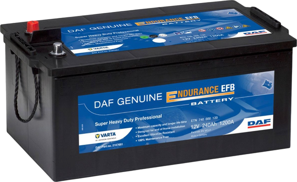 Изображение товара Автомобильный аккумулятор Daf Endurance EFB Евро 1200А / 2167681 (240 А/ч)