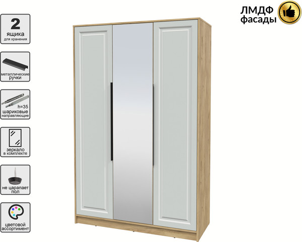 Изображение товара Шкаф Интерлиния Концепт КТ-Ш3з Деко (дуб золотой/грей)