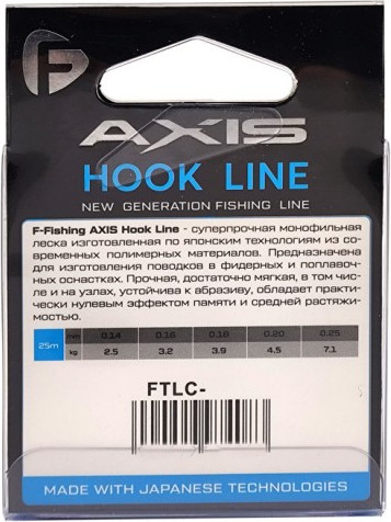 Изображение товара Леска монофильная F-Fishing Axis Hook Line Clear 25м 0.14мм 2.15кг 5lb / FTLC-014