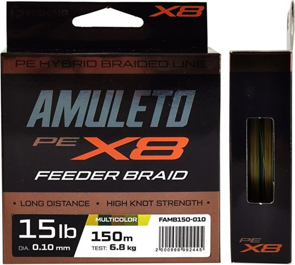 Изображение товара Леска плетеная F-Fishing Amuleto Braid PE X8 Feeder 150м Multicolor 0.10мм / FAMB150-010