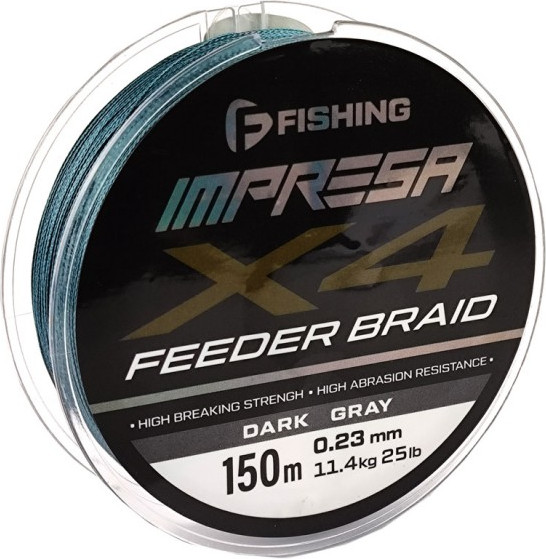 Изображение товара Леска плетеная F-Fishing Impresa Braid PE X4 Feeder 150м Dark Grey 0.23мм / FIMB1504-023