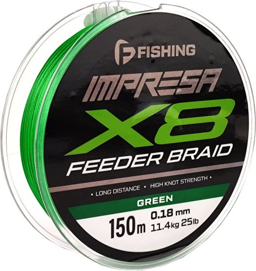 Изображение товара Леска плетеная F-Fishing Impresa Braid PE X8 Feeder 150м Green 0.18мм / FIMB1508-018