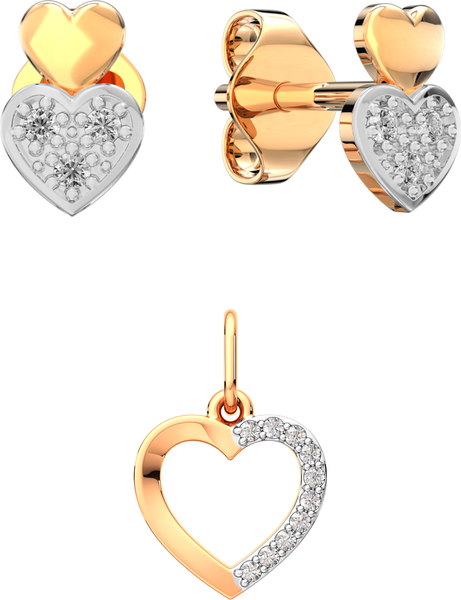 Изображение товара Комплект ювелирных украшений из розового золота ZORKA Сердца 310971.9K.R.ZZ, 440259-9K
