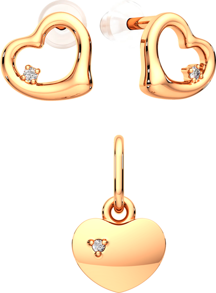 Изображение товара Комплект ювелирных украшений из розового золота ZORKA Сердца 4D0073.14K.R, 3D0077S.14K.R